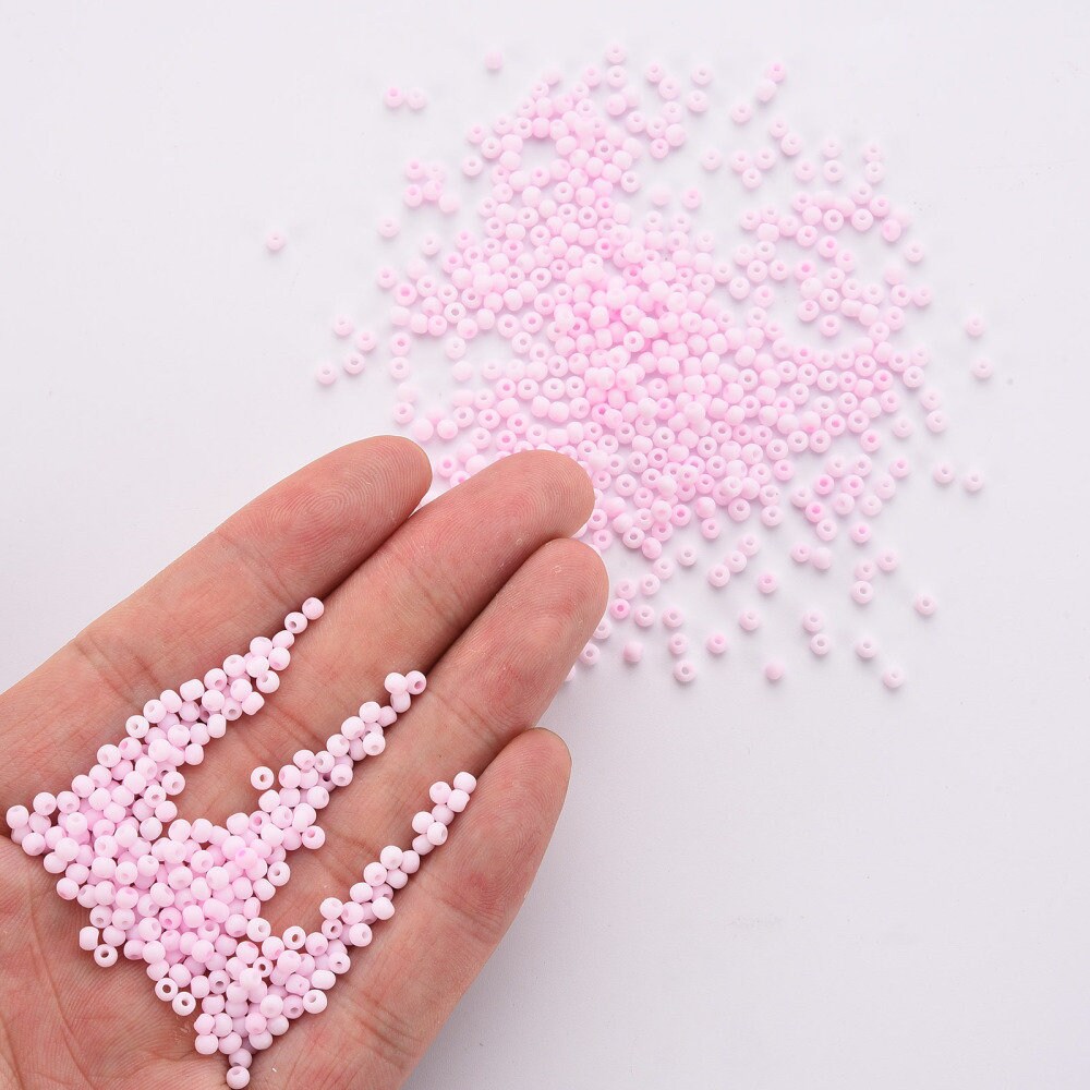 3MM Frosted Pearl Pink 8/0 Glass Seed Beads (S048-003)