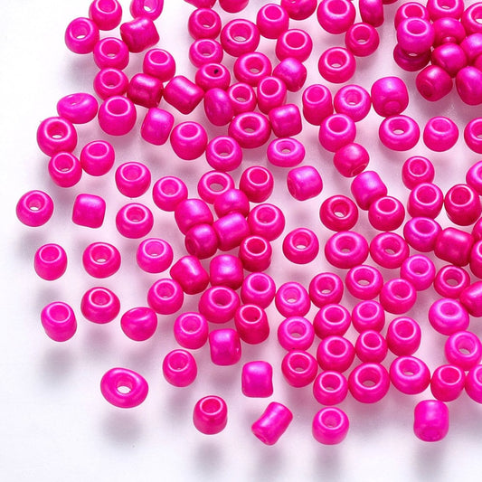 3MM Fuchsia 8/0 Glass Seed Beads (S036-03)