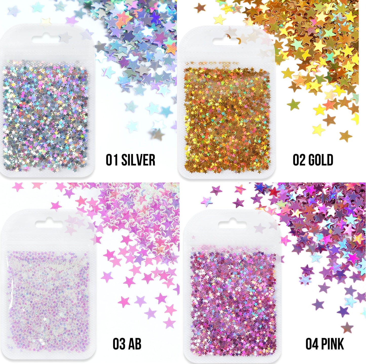 3MM Holographic Star Shape Themed Glitter Confetti (2G Bag)