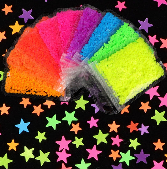 3MM/4MM Neon Solid Star Glitter (2G Bag)