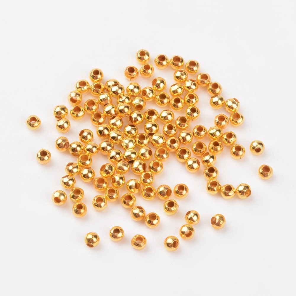 3MM/4MM/5MM 18K Gold Plated Round Brass Spacer Beads