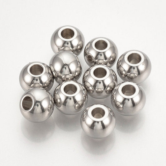 3MM/4MM/5MM/6MM/8MM Silver Round 304 Stainless Steel Spacer Beads