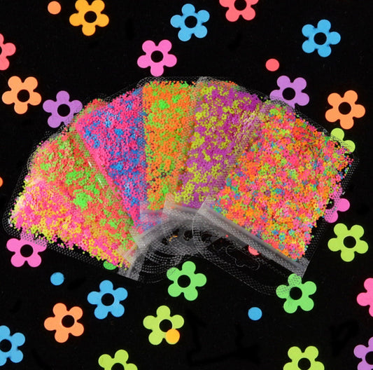 4MM Neon Flower Cutout Glitter (2G Bag)