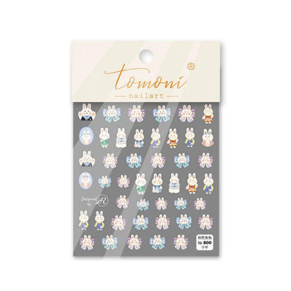 5D Cute Bunny Themed Nail Art Stickers (to800, to801)