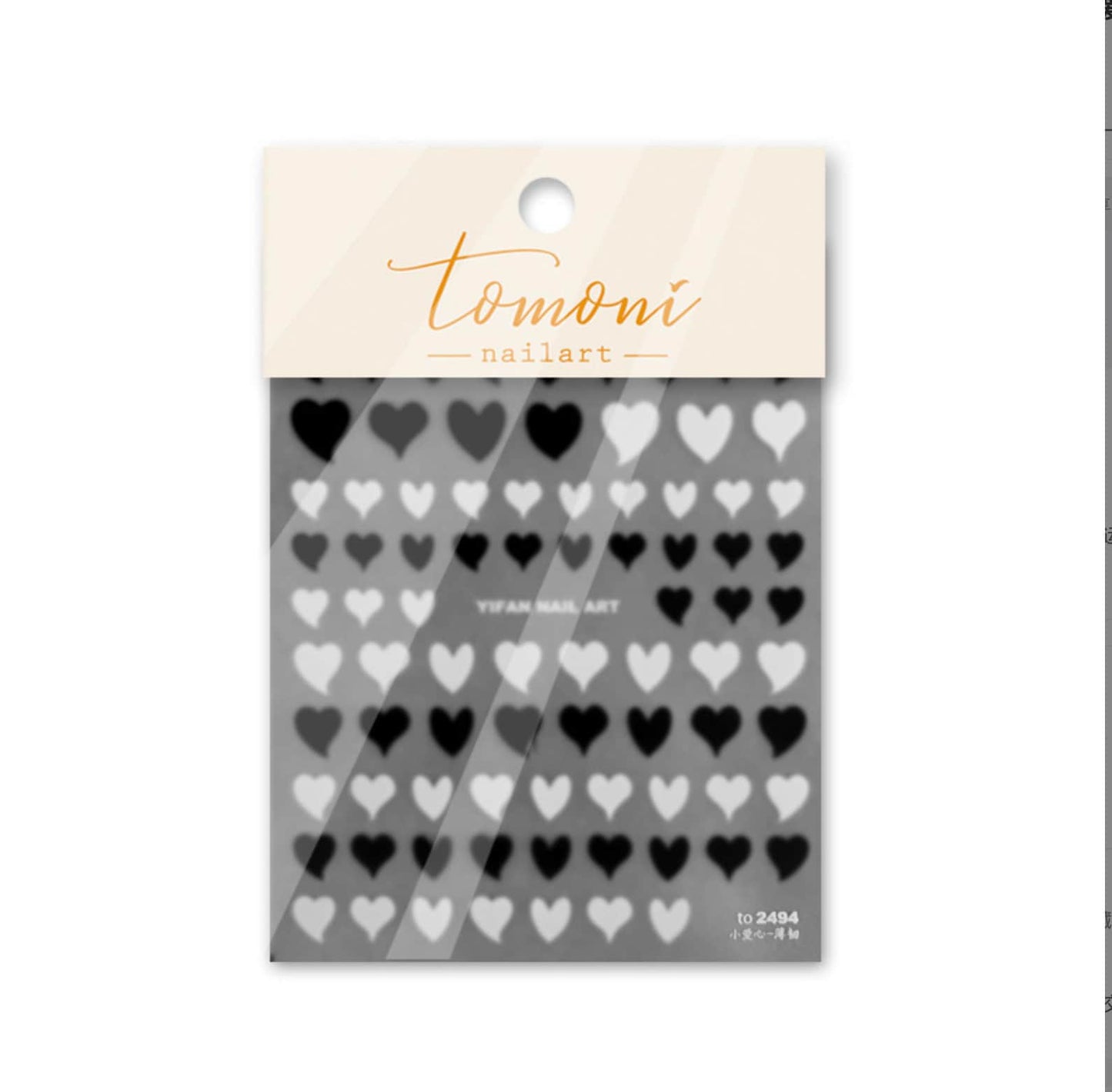 Cotton Candy or Black/White Heart Themed Nail Art Stickers (to2494, to2495)