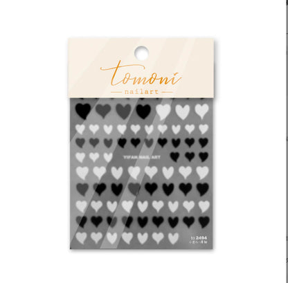 Cotton Candy or Black/White Heart Themed Nail Art Stickers (to2494, to2495)