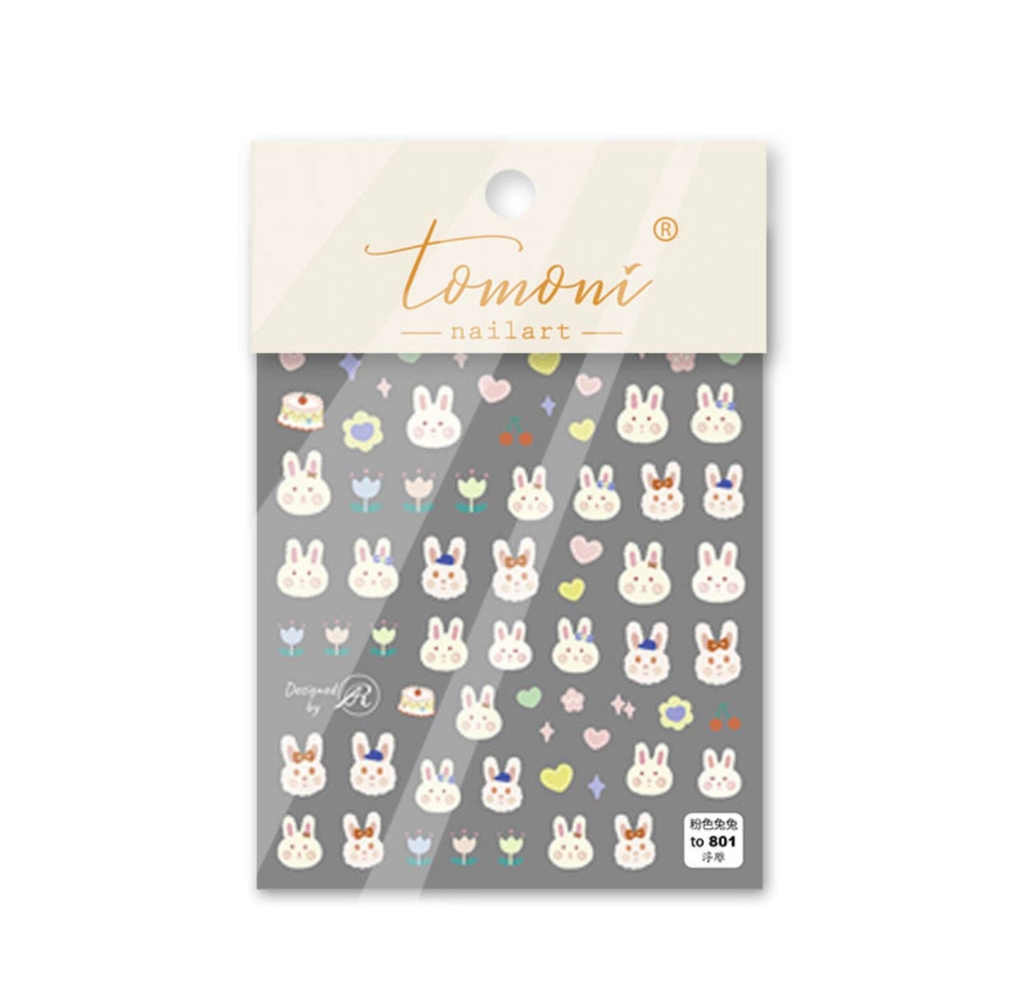 5D Cute Bunny Themed Nail Art Stickers (to800, to801)