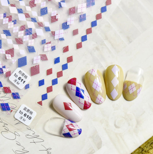 5D Plaid Pieces Themed Nail Art Stickers (to610, to611, to612, to992)