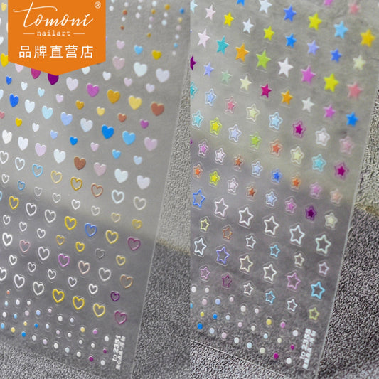 5D Star and Hearts, Shaped Themed Nail Art Stickers (to2351, to2352)