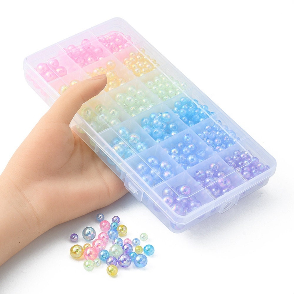 6 Color, 3 Size AB Translucent Acrylic Bead Kits (650 beads per box)