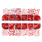 6 Red Glitter Flake Set, Valentines Day Set #2  (3mm-6mm)