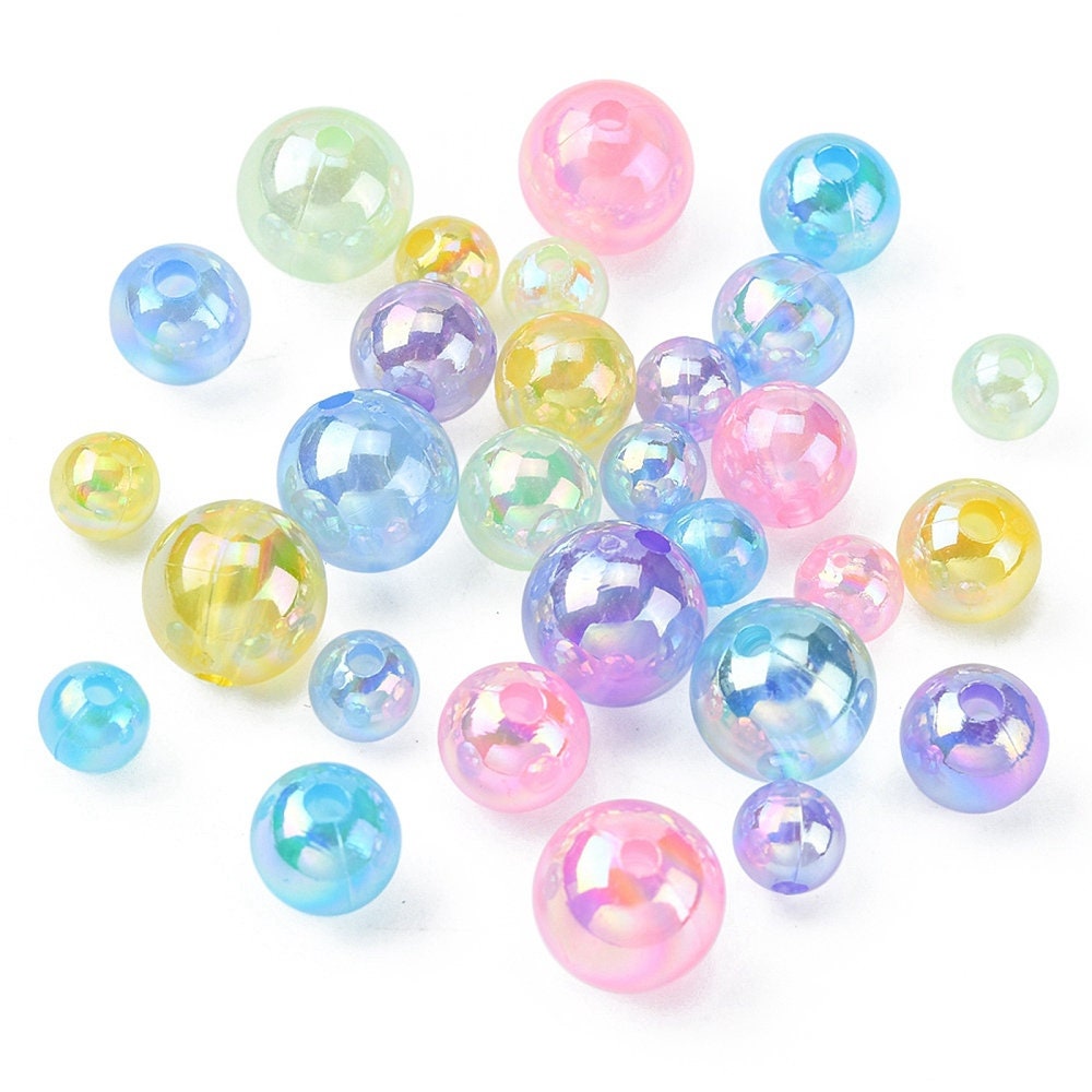 6 Color, 3 Size AB Translucent Acrylic Bead Kits (650 beads per box)