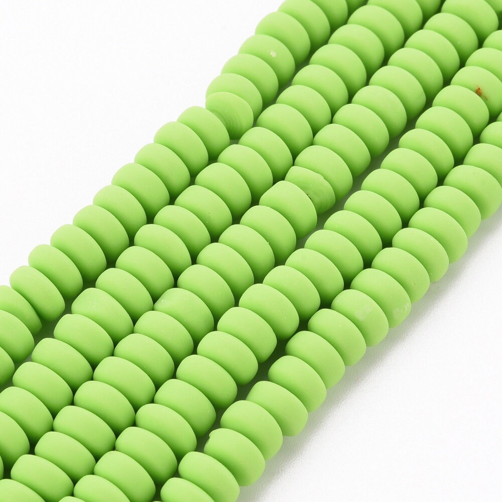 6MM Light Green Polymer Clay Bead Strands