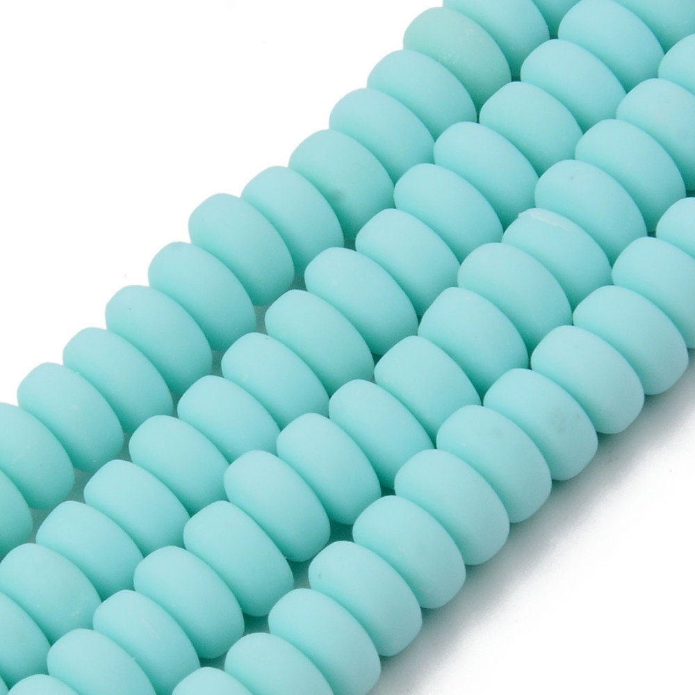 6MM Light Turquoise Polymer Clay Bead Strands