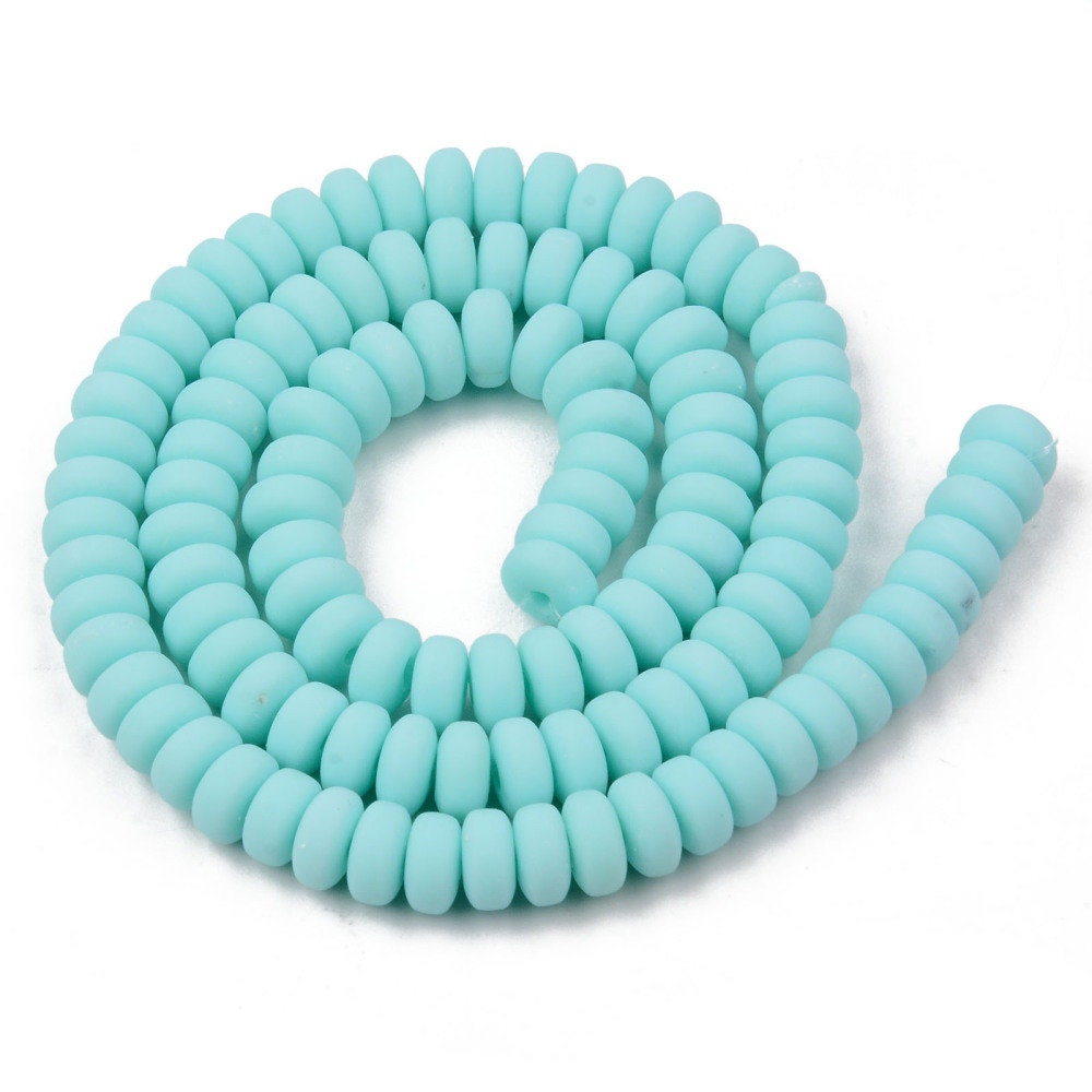 6MM Light Turquoise Polymer Clay Bead Strands