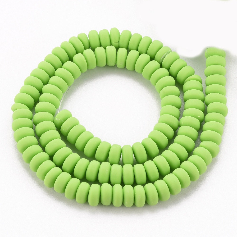 6MM Light Green Polymer Clay Bead Strands