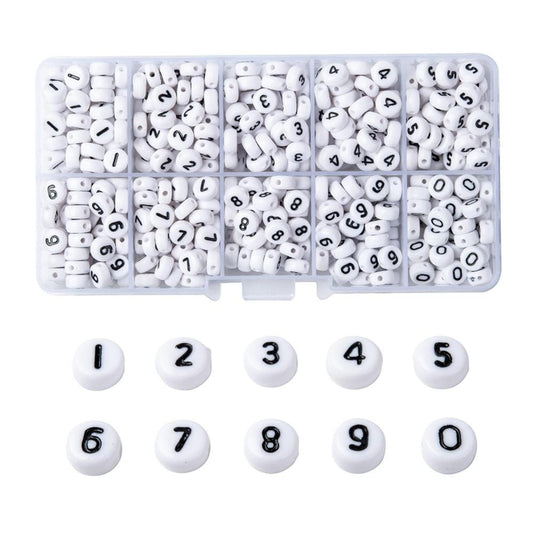 7MM Numbers Acrylic Flat Round Bead Set (72pcs per number)