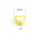 8MM Yellow Acrylic Heart with White Middle Spacer Beads with Vertical Hole
