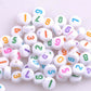 Acrylic Flat White Round Beads with Mixed Bright Color Numbers (7mm x 3mm)