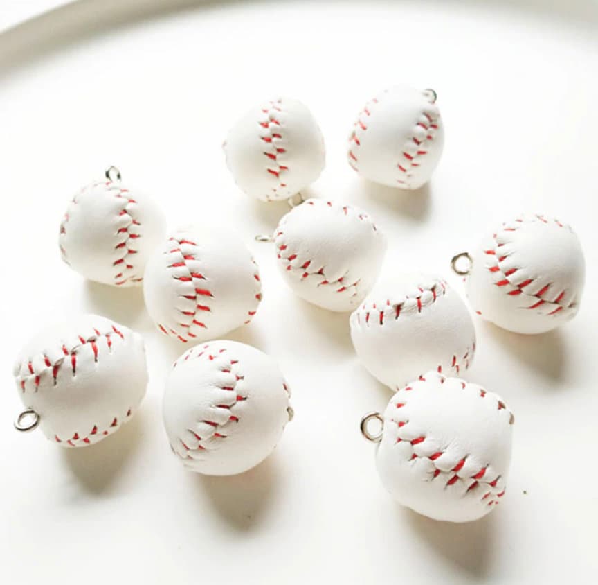 Baseball, Yellow Softball, and Bat Sports Themed Charms