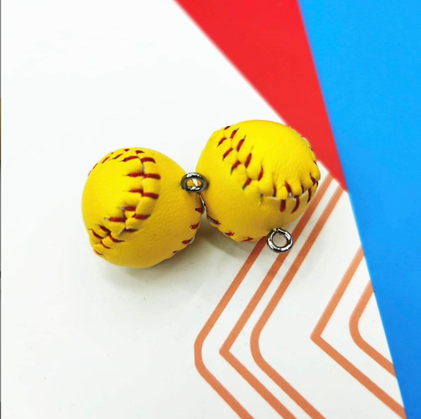 Baseball, Yellow Softball, and Bat Sports Themed Charms