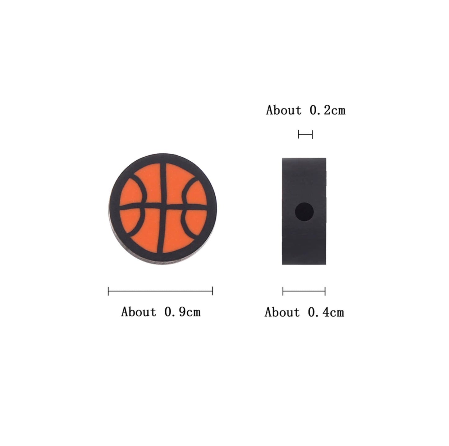 10MM Basketball, Sports Themed Polymer Clay Beads