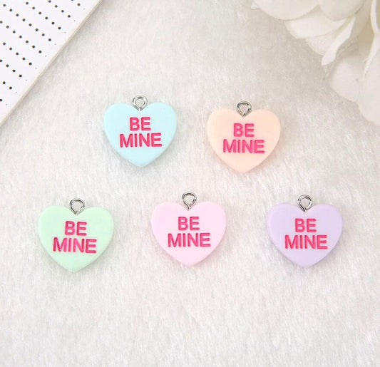 Be Mine Pastel Colorful Valentine's Day Heart with Eye Pin Charm (18mm x 11mm)