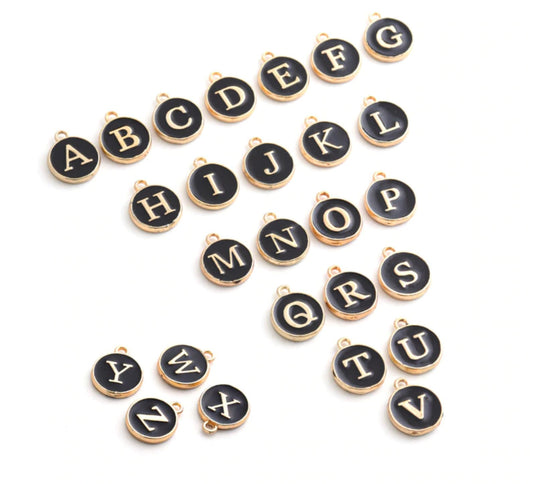 A-Z Individual Black Color Oil Drop Metal letters (12x14mm)