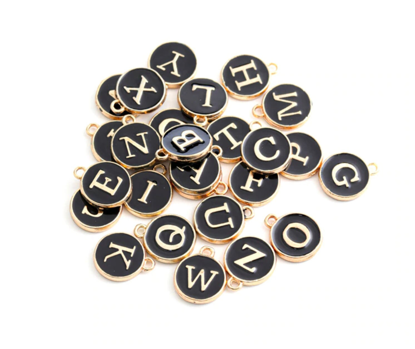 A-Z Individual Black Color Oil Drop Metal letters (12x14mm)