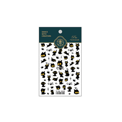 Black Cat, Animal Themed Pattern Nail Art Stickers