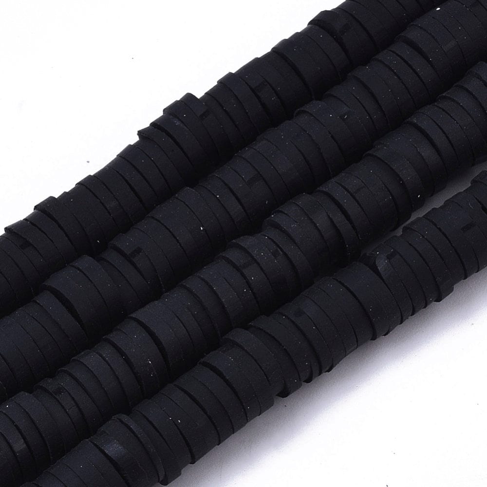 6MM Black Polymer Clay Heishi Bead Strands