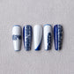 Blue Flower Pattern Nail Art Stickers