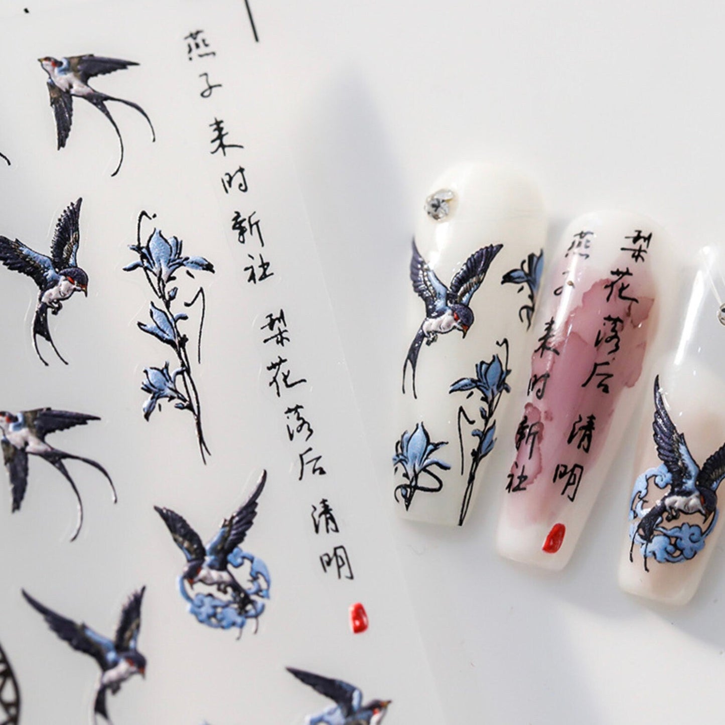 Blue Swallow, Bird Pattern Nail Art Stickers (ts-2155)