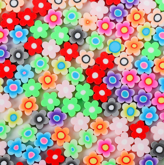 9MM Bright Flowers, Floral Themed Polymer Clay Beads