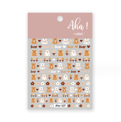 Brown Bear or Rainbow Bear, Animal Themed Nail Art Stickers
