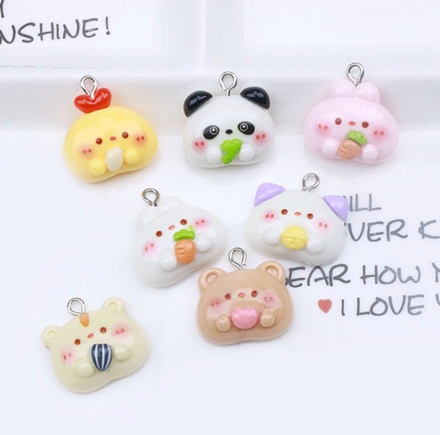 Chibi Animals (Hamster, Bunny, Panda, Chicken, Cat, Bear) Resin Themed Charms