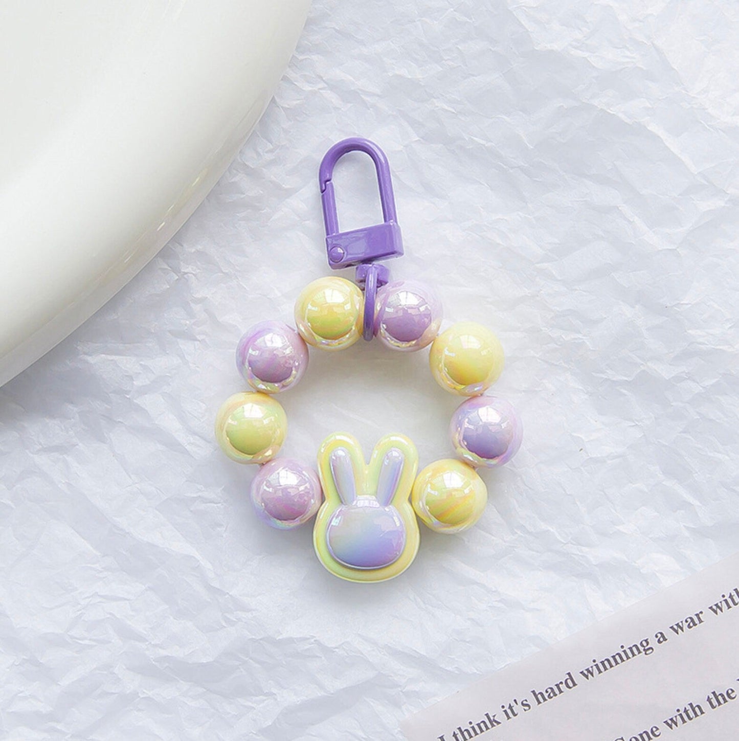 Cute Acrylic Bunny Keychain, Key ring