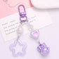 Cute Acrylic Pearlescent Shimmer Cutout Star with Heart Keychain, Key ring