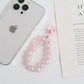 Cute Acrylic Round Bead Strand with Flower Keychain, Key ring