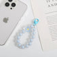 Cute Acrylic Round Bead Strand with Flower Keychain, Key ring