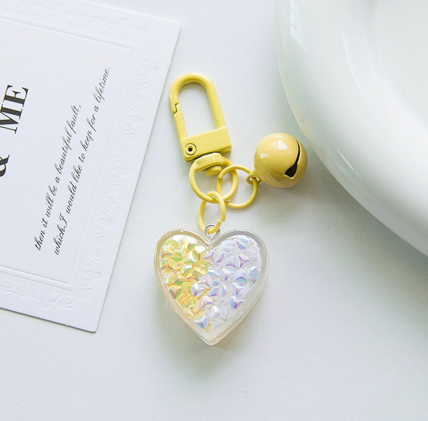 Cute Acrylic Shattered Heart Charm Themed Keychain, Key ring