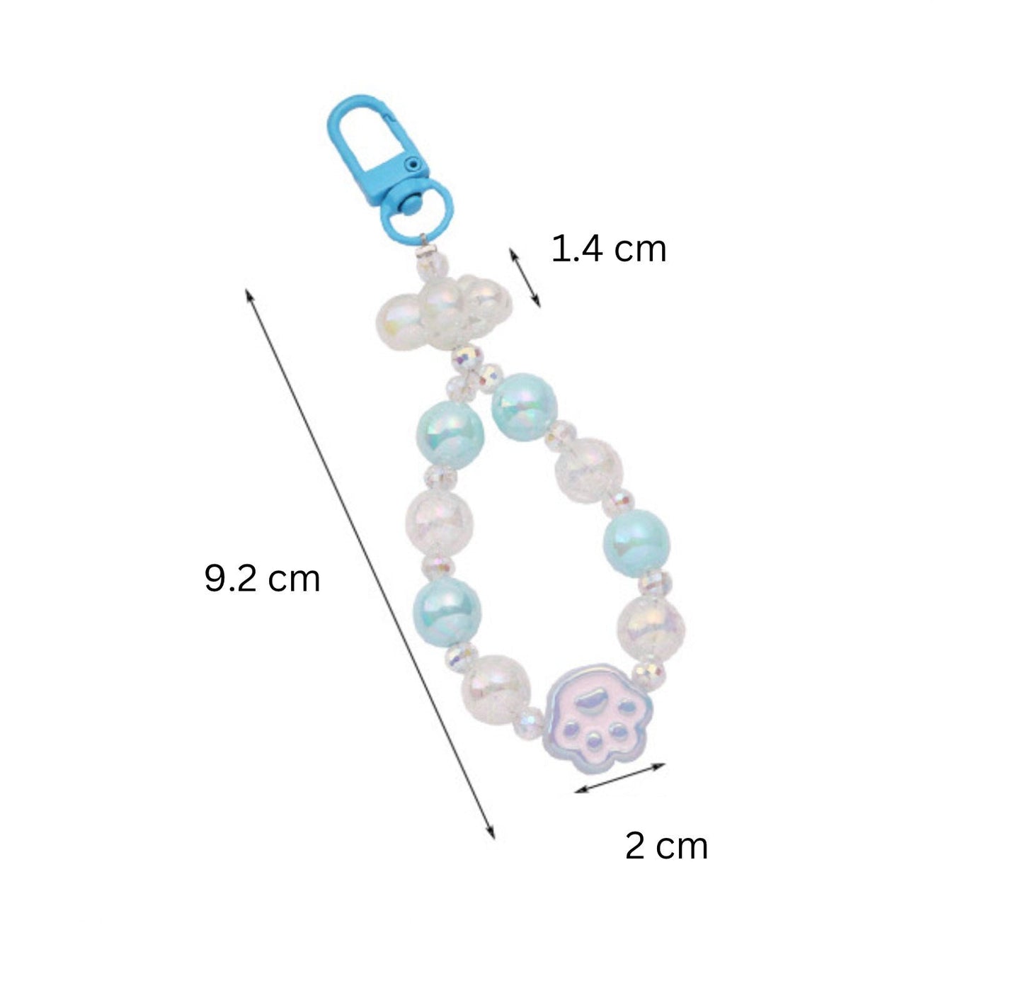 Cute Acrylic Round Strand with Iridescent Paws, Animal Themed Bead Keychain