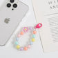 Cute Acrylic Round Bead Strand with Flower Keychain, Key ring