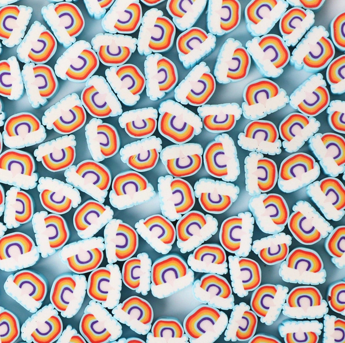 10MM Cute Blue/Pink Rainbow Themed Polymer Clay Beads