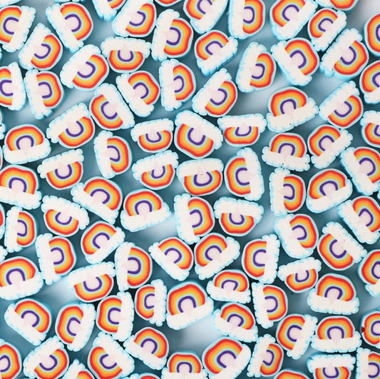 10MM Cute Blue/Pink Rainbow Themed Polymer Clay Beads
