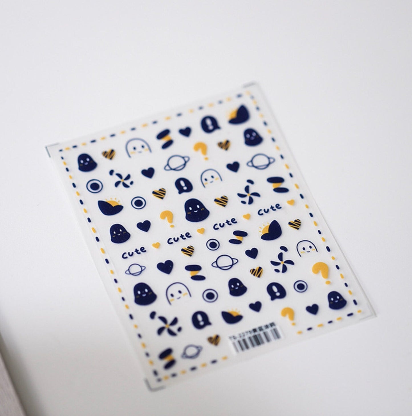 Cute Blue Space Ghost,  Space Themed Nail Art Stickers (2D and 3D)