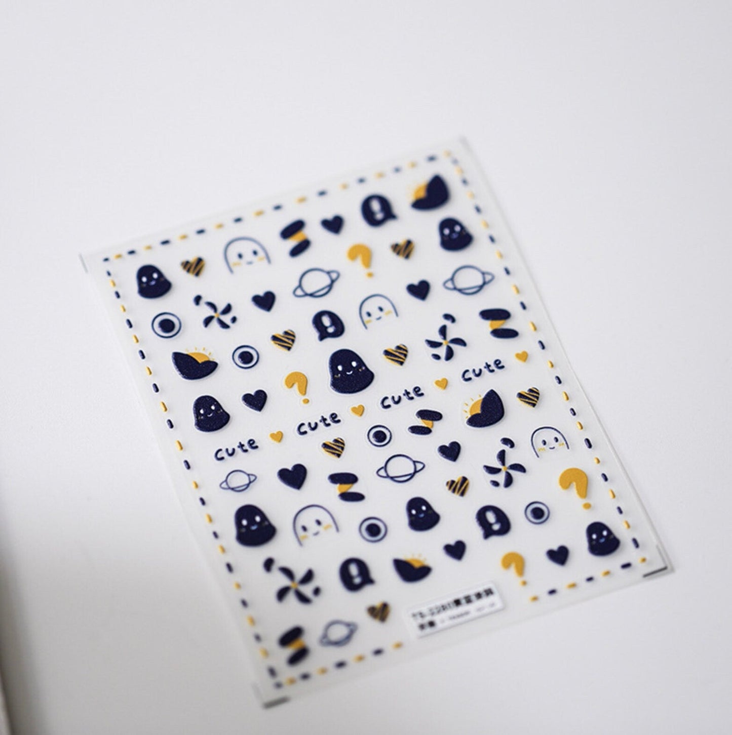 Cute Blue Space Ghost,  Space Themed Nail Art Stickers (2D and 3D)