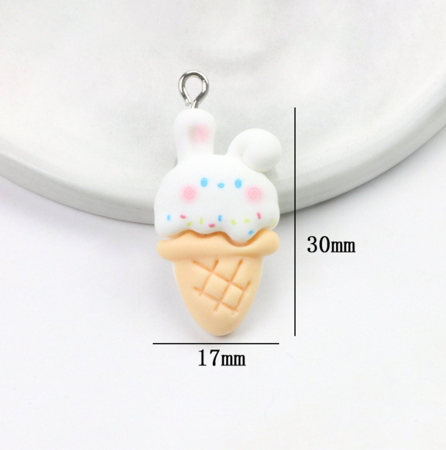 Cute Bunny Themed Food Charms (Donuts, Ice Cream, Cupcake, Bread)