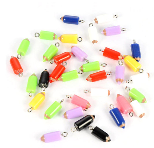 Cute Colorful Pencil Charm with Eye Pin (22mm x 4mm)