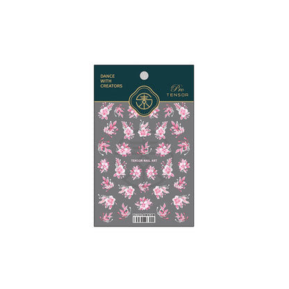 Cute Dreamy Pink Flower Nail Art Stickers (TS-2161, TS-2162)